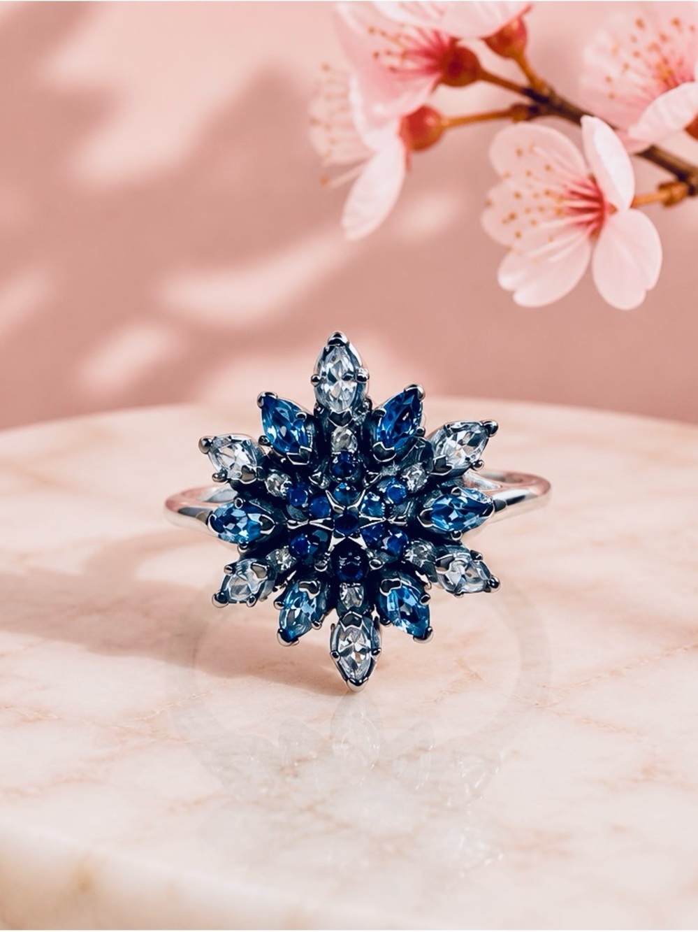 Pandora Blue Crystal Snowflake Ring